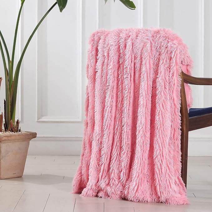 Tuddrom Decorative Extra Soft Faux Fur Blanket Twin Size 70" x 78", Solid