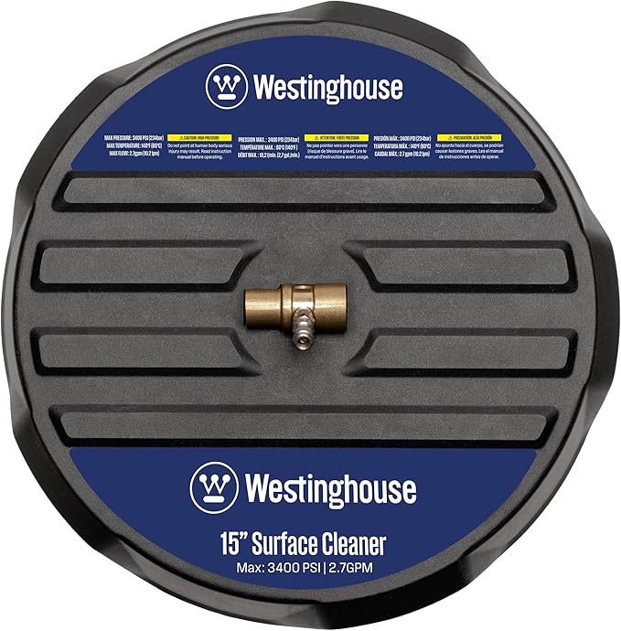 Westinghouse Universal 15” Pressure Washer Surface Cleaner Attachment - 3400 Max PSI, 1/4” Connector - For Gas and Electric Pressure Washers