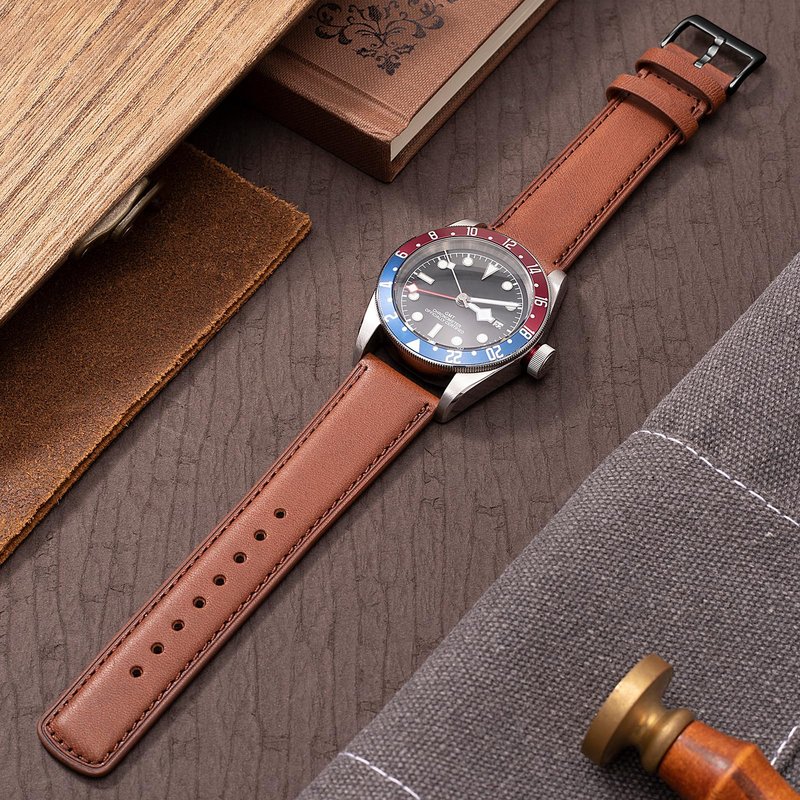 SEURE Quick Release Watch Band,Top Genuine Leather Watch Straps 19mm 20mm 21mm 22mm 24mm for Men and Women (22mm, Dark brown-Black)