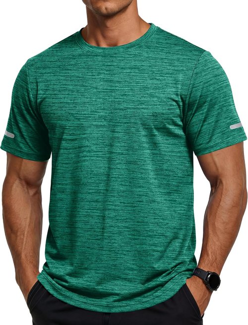 MAGCOMSEN Men's Athletic Workout Shirt - Quick Dry Moisture-Wicking Crewneck Tee for Gym & Running