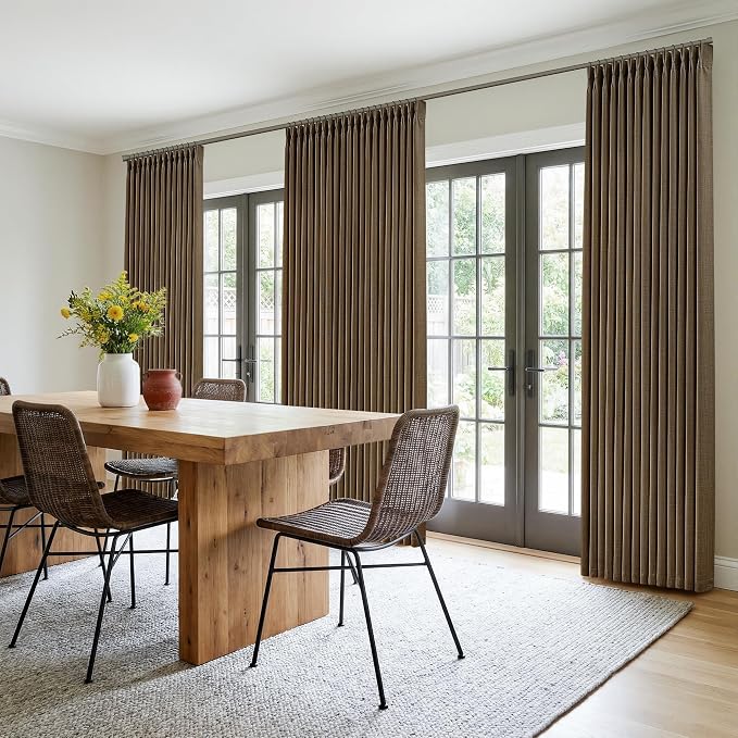 Chocolate Brown Pinch Pleated Bedroom Curtains 102 Inches Long 4 Panels Set