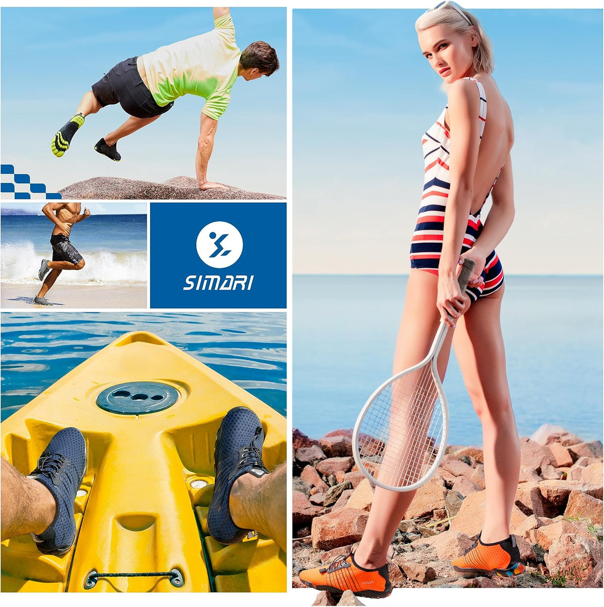 SIMARI Water Shoes - Quick-Dry Barefoot Aqua Socks | Lightweight Non-Slip Swim Shoes for Beach & Water Sports