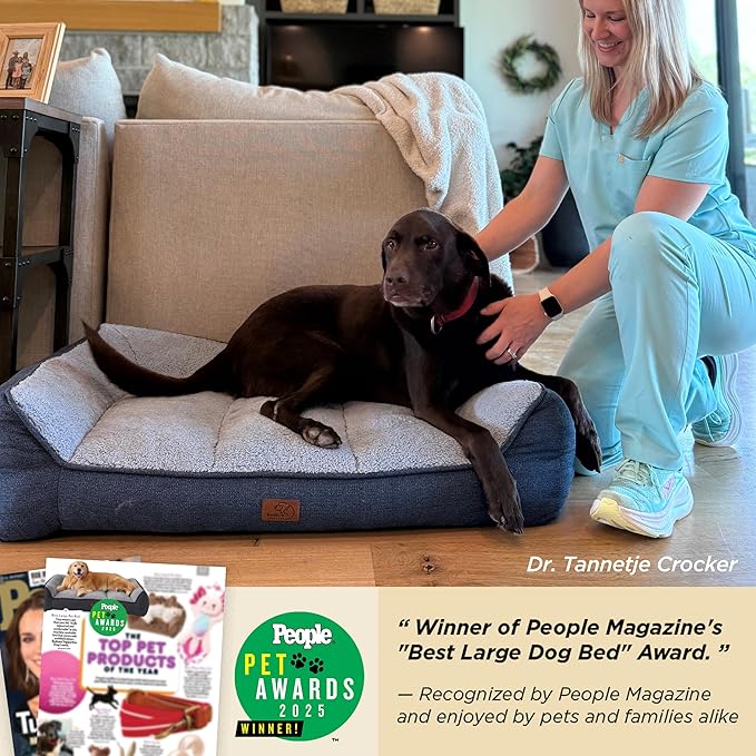 Bedsure SupportMax™ XL Pro Orthopedic Dog Beds Large Sized Dog - Extra Thick Supportive Dogs Couch with Waterproof Washable Cover, Extra Large Comfort Pet Sofa with Soft Sherpa & Nonskid Bottom, Brown