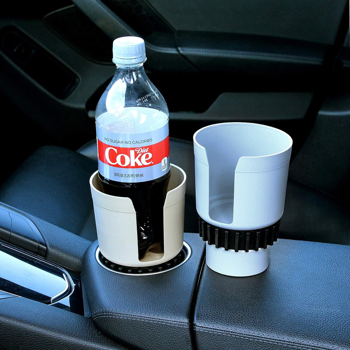 Gadjit Cup Keeper 2.0 (2 PK) Cup Holder Adapter w/Beverage Band Expander fits into car Cup Holders 2.5-3" Wide for Hydro Flasks Yeti Tumbler 20-30 oz, Coffee & Travel Mugs up to 3.25" diameters (Tan)