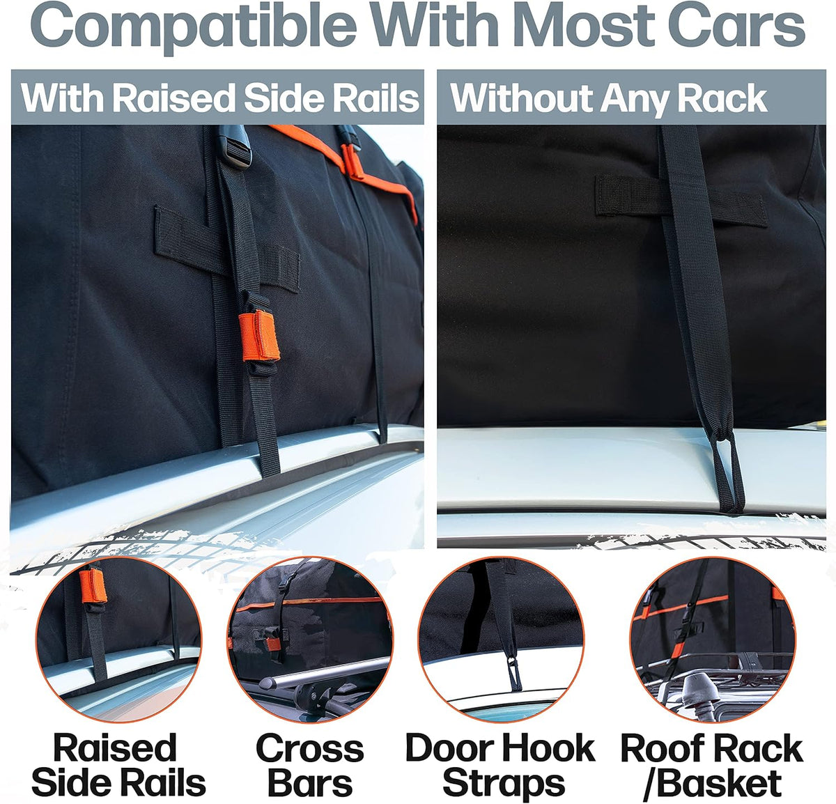 RoofPax XXL 28 cuft Car Rooftop Cargo Carrier Bag Extra Waterproof Car Roof Storage with 10 Heavy Duty Tie Down Straps and 4 Hooks Roof Bag Cargo Carrier for Top of Vehicle with/Without Rack