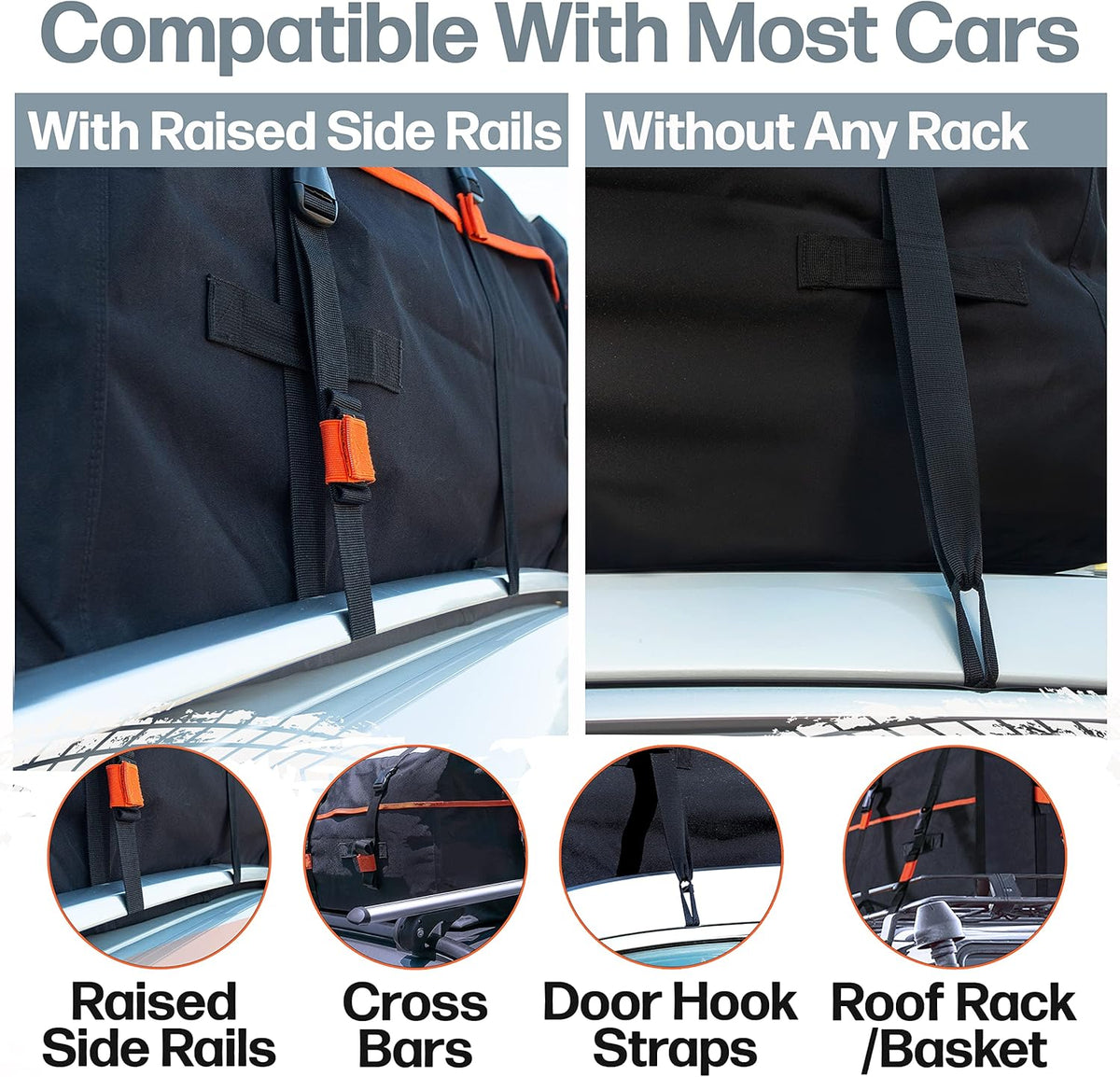 RoofPax Rooftop Cargo Carrier Bag - 23 cft. Extra Waterproof with Double Weatherproof Zippers & 10 Tie-Down Straps