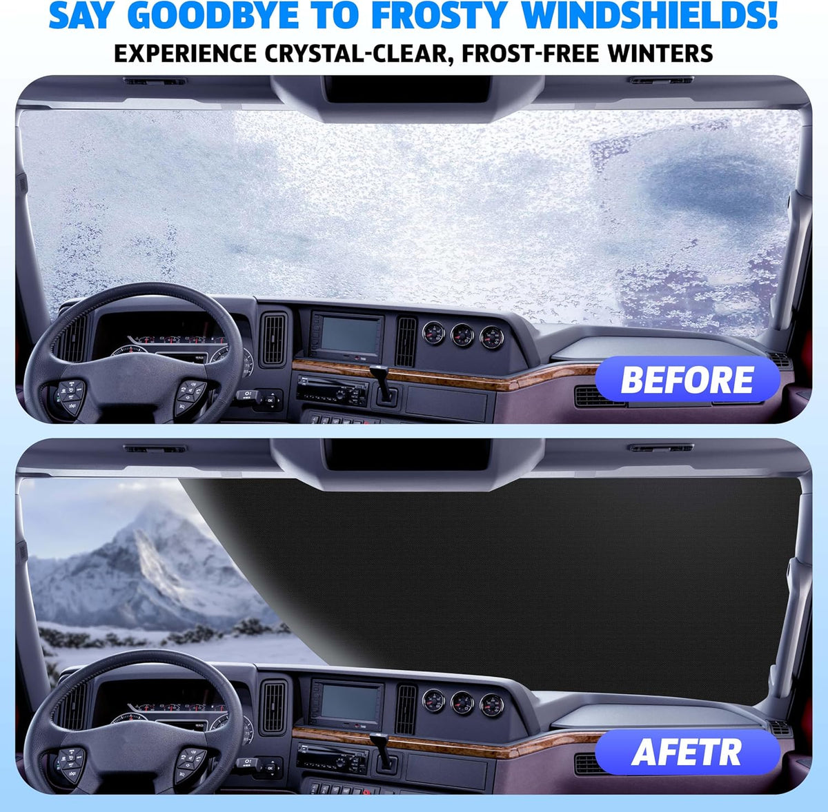 Autovir Windshield Cover for Ice and Snow | Oxford Fabric Windshield Cover for SUV, Sedan, Coupe & Hatchback | Protection from Snow, Ice & Frost | Winter Car Accessories