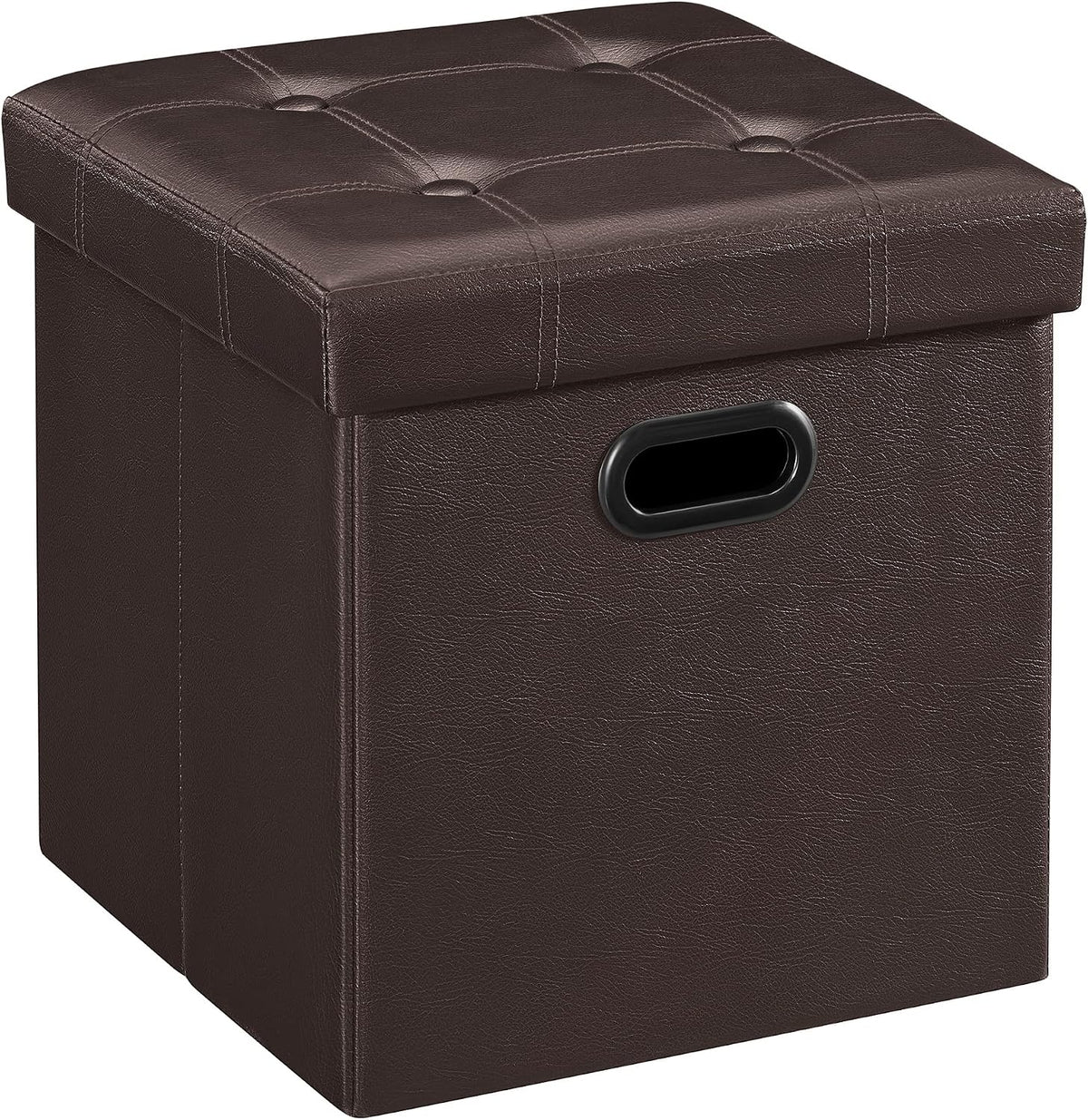 SONGMICS MAZIE Collection - 15 Inches Ottoman with Storage, Footstool, Storage Ottoman with Metal Grommet Handles, Load 660 lb, for Dorm, Living Room, Bedroom, Synthetic Leather, Brown ULSF30Z