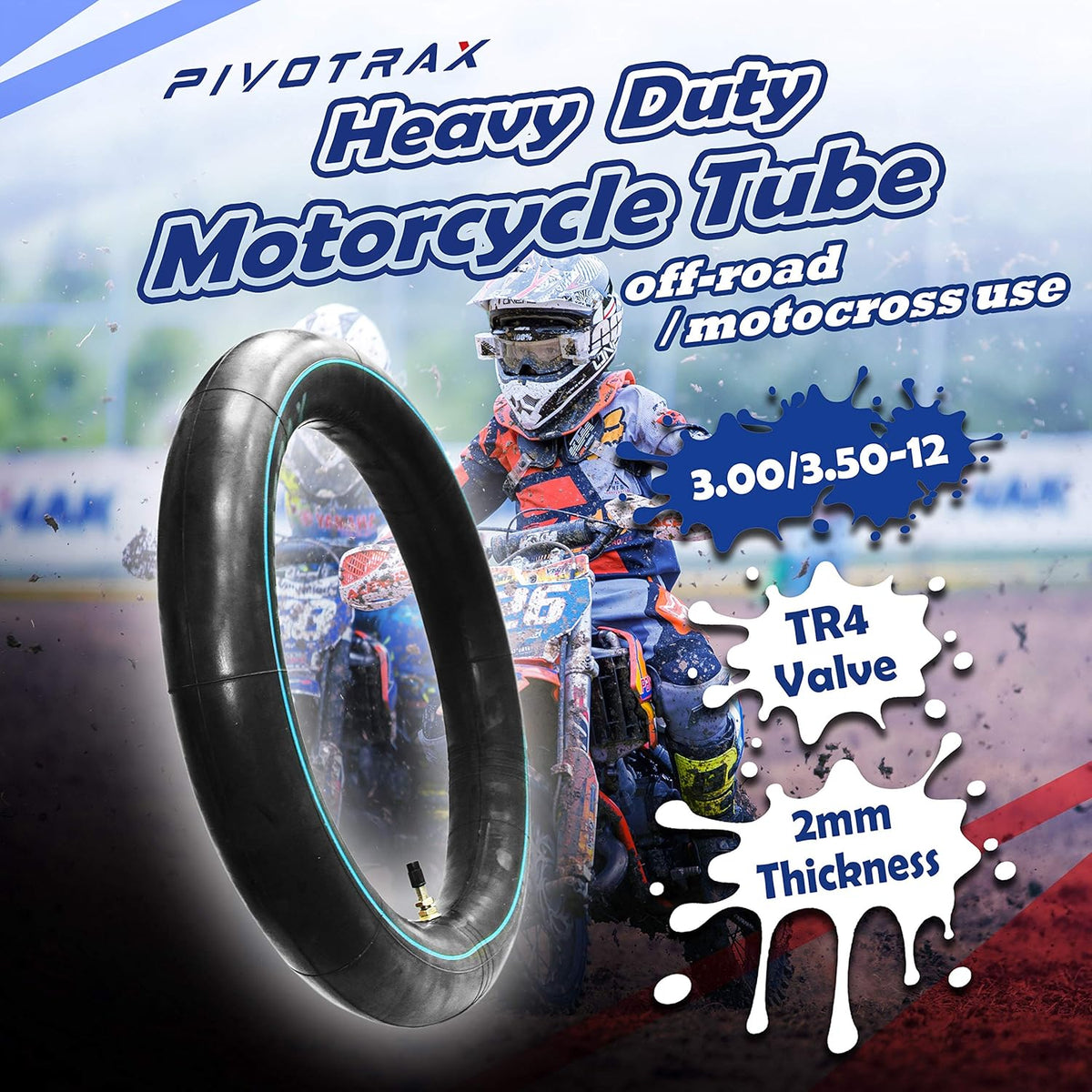PIVOTRAX Heavy Duty Inner Tube 3.00-12 | 2mm Thickness with TR4 Valve for Honda, Suzuki, Kawasaki, Yamaha