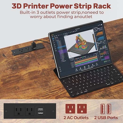 3D Printer Stand with Filament Storage – Tall 66" Heavy Duty Metal 3D Printer