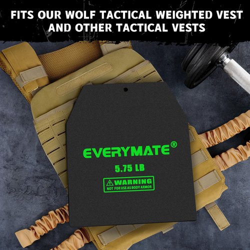 EVERYMATE Tactical Weighted Vest Plates – 3.75/5.75/8.75/14.5/19.75LB Pairs – Insert Weighted Vest Plates- Contoured Ergonomic Fit – WODs, Strength Training, Running, Weight Plates for Vest