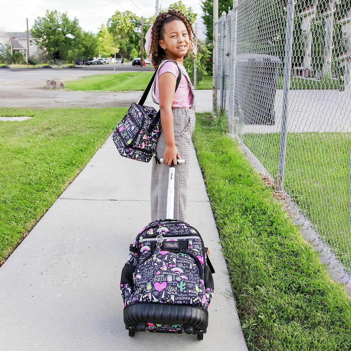 Tilami Rolling Backpack - 19 Inch Wheeled Laptop Bag with Lunch Bag | Insulated & Stylish