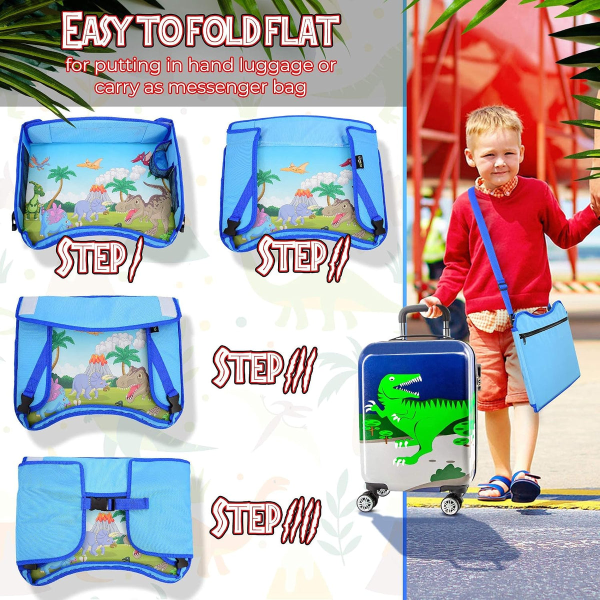 ecoZen Lifestyle Kids Travel Tray & Toddler Lap Desk Organizer - Airplane and Car Seat Table for Road Trip Essentials - Airplane Must Haves for Toddlers - Carseat Tray Kid Travel - Lap Table
