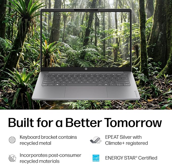 HP OmniBook 3 14 inch Next Gen AI PC, 2K Display, Snapdragon X X1-26-100, 16 GB RAM, 256 GB SSD, Qualcomm Adreno GPU, Windows 11 Home, Nouvelle Silver, 14-hz0288nr