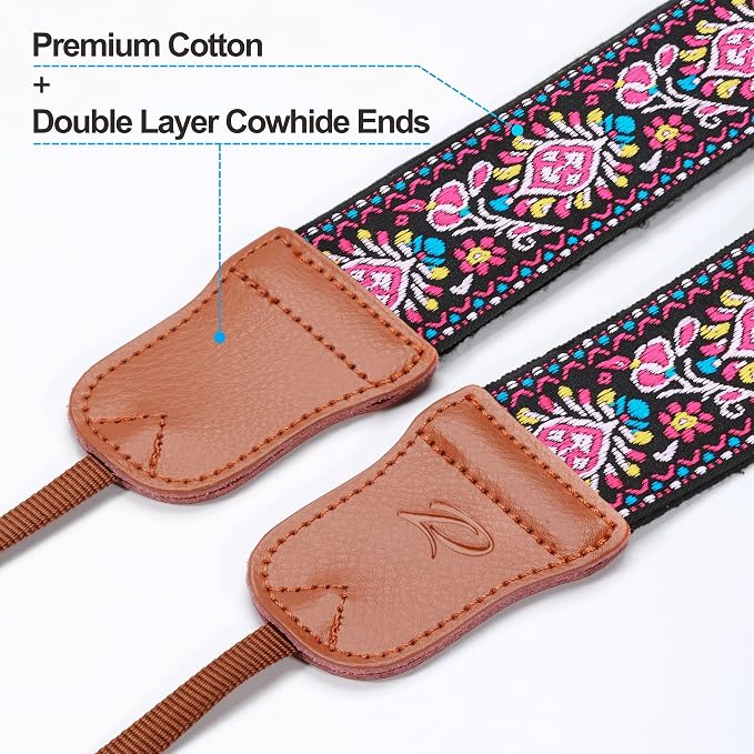 Padwa Lifestyle Pink Vintage Embroidered Camera Strap
