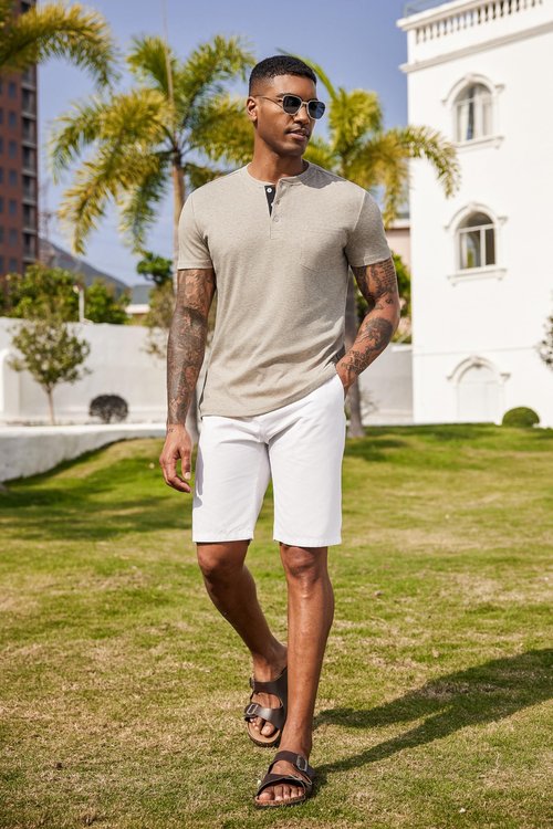 COOFANDY Men Henley Shirts Casual Golf T Shirt Pocket Lightweight Business Classic Tunic Top Coffee