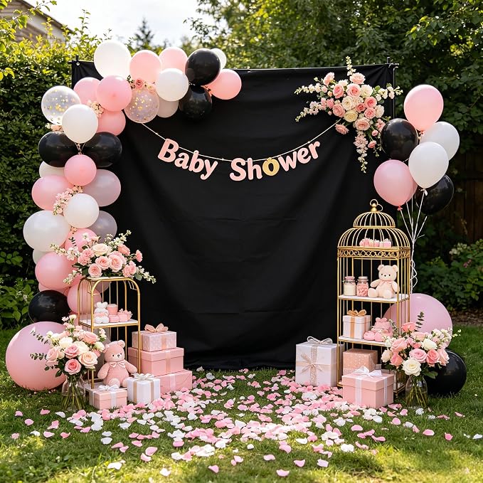 Black Photo Backdrop for Photoshoot, Photo Backdrop Curtain