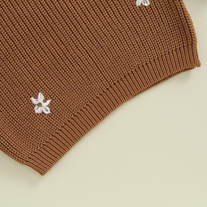 Mubineo Baby Girl Winter Clothes Cute Flower Sweater Crewneck Pullover Long Sleeve Knit Newborn Infant Sweaters