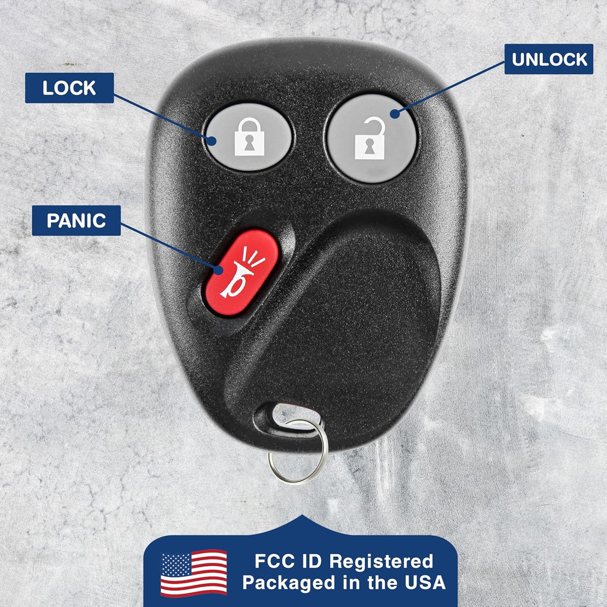 KeylessOption Key Fob Replacement for 2003 2004 2005 2006 2007 Chevrolet Chevy Silverado Suburban Tahoe GMC Sierra Yukon Cadillac Escalade Hummer H2 Keyless Remote Control, 3-Button LHJ011-2 Pack