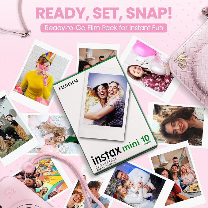 Fujifilm Instax Mini 12 Instant Camera Blossom Pink + Minimate Custom Designed