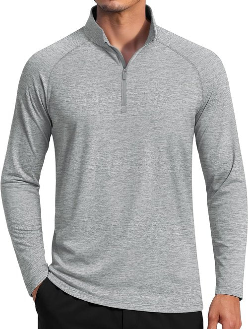 MAGCOMSEN Men's Lightweight Quarter Zip Pullover - Athletic Dry Fit Sun Shirt for Running & Golf