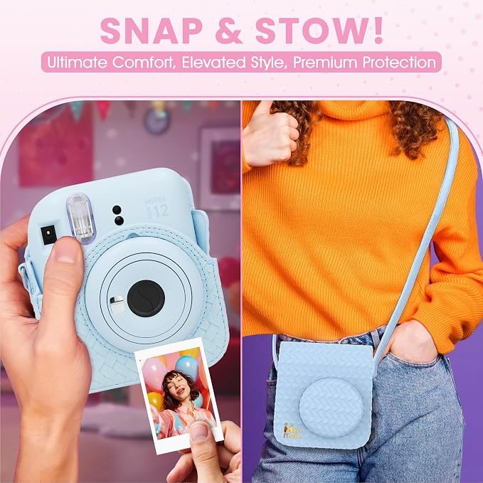 Fujifilm Instax Mini 12 Instant Camera Pastel Blue + Minimate Custom Designed