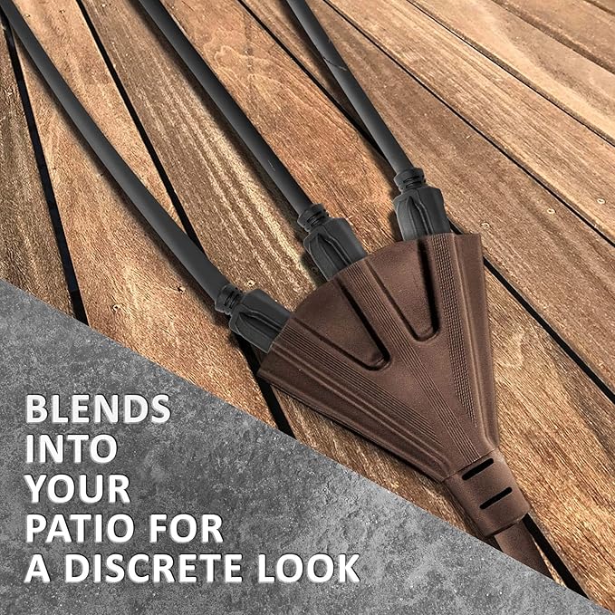 Holiday Lighting Outlet 50-Foot Brown Extension Cord, 3-Prong Indoor & Outdoor Splitter, Perfect for Landscape Lighting