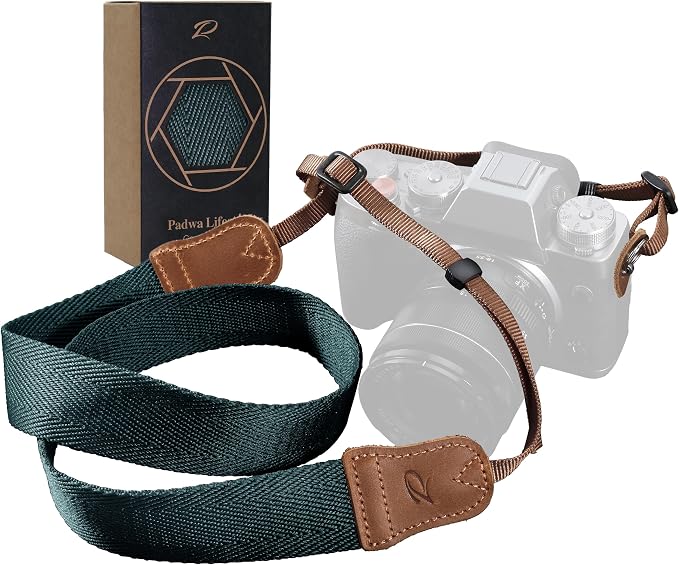 Padwa Lifestyle Dark Blue Green Camera Strap -Double Layer Crazy Horse Cowhide