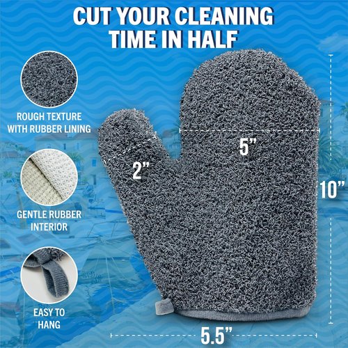 Boat Scrubbing Brush Glove - Heavy-Duty Deck & Hull Scrub Mitt for Marine & Fishing Boats