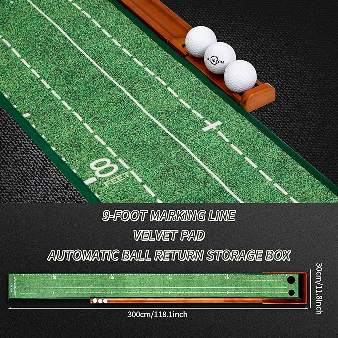 Putting Green Indoor,Golf Putting Mat with Auto Ball Return,Premium Crystal Velvet Surface, Practice Putting mat, Perfect Training Aid & Gift for Golf Lovers Christmas