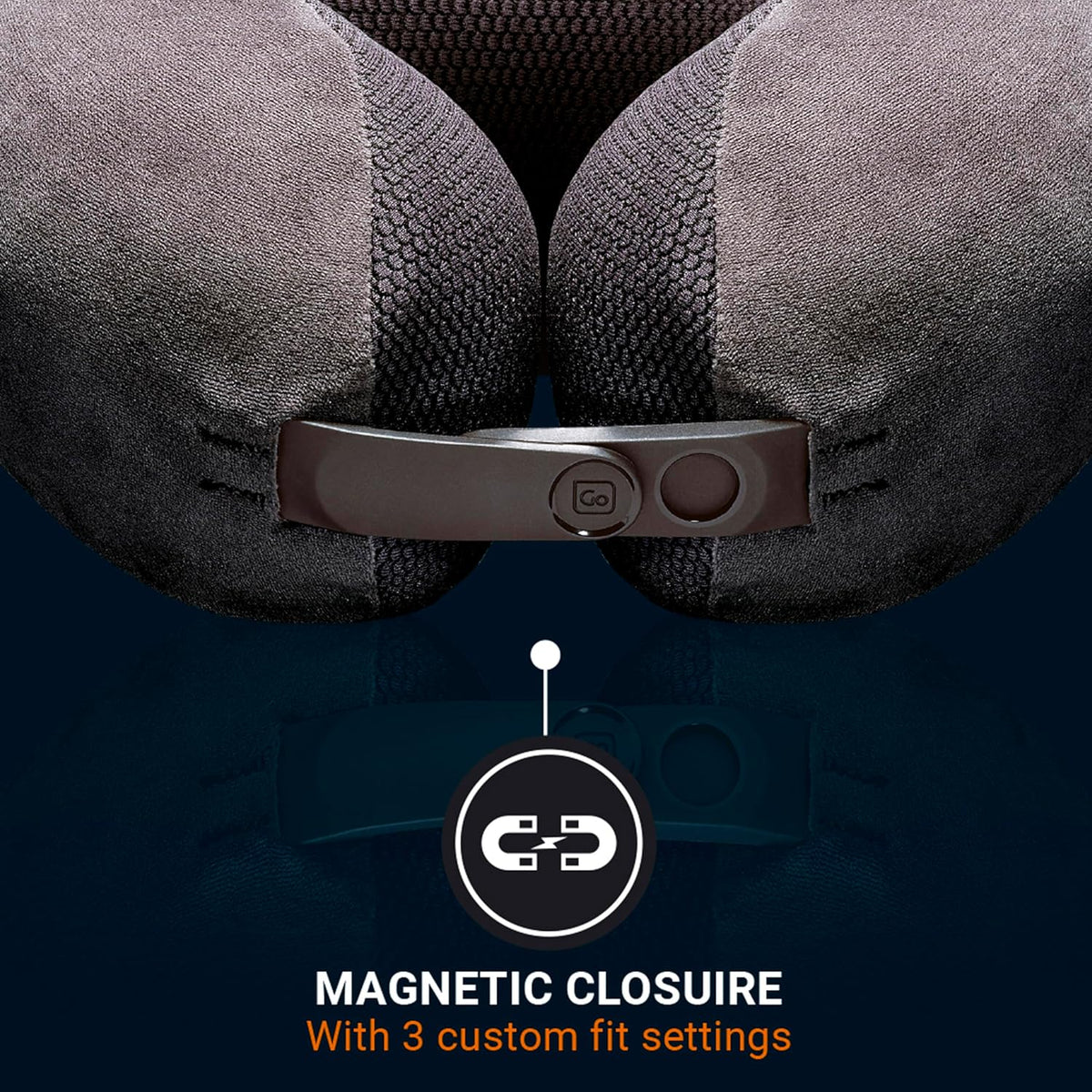 Go Travel Ultimate 3.0 Travel Pillow, Deluxe Memory Foam Neck Pillow with Magnetic Closure and Side Pocket, Ideal for Commute, Airplane, Car & Bus, Travel Essentials, Made in USA, Dark Gray