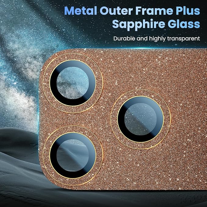 Uyiton for iPhone 17-Pro Camera-Lens Protector: Bling Metal Tempered Glass Rear