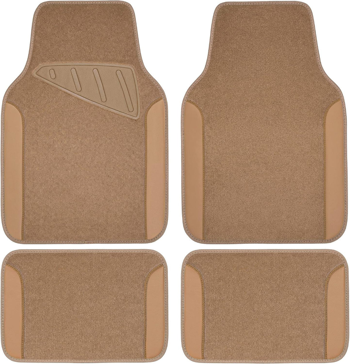 CAR PASS Waterproof Universal Faux Leather 3Row Car Floor Mats, Black Car Mats Fit for SUV,Vans,sedans, Trucks,Set of Vehicles Car Carpet with Driver Heel Pad and Anti-Slip Nibs Backing (Black 3Row)