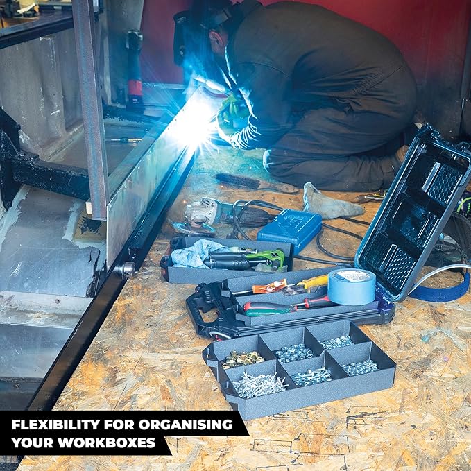 StealthMounts Six FlexiTray | Flexible Tool Trays Compatible with Milwaukee PACKOUT | Organiser for Tools, Nuts, Bolts & Parts | Workshop, Garage & Van Storage | Made in The UK