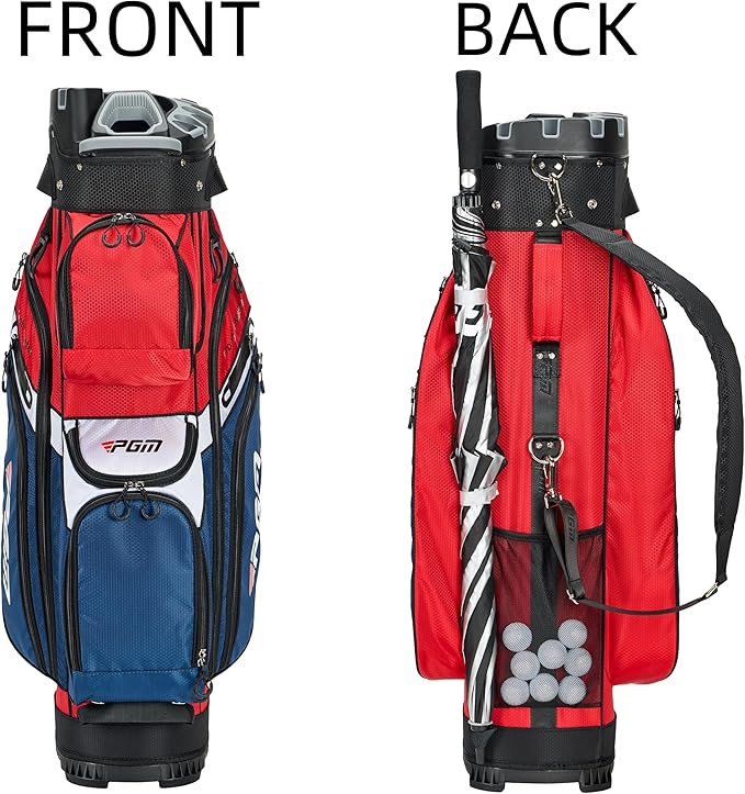 PGM Golf Cart Bag with 14 Way Organizer Divider Top, Premium Cart Bag with Handles and Rain Cover for Men