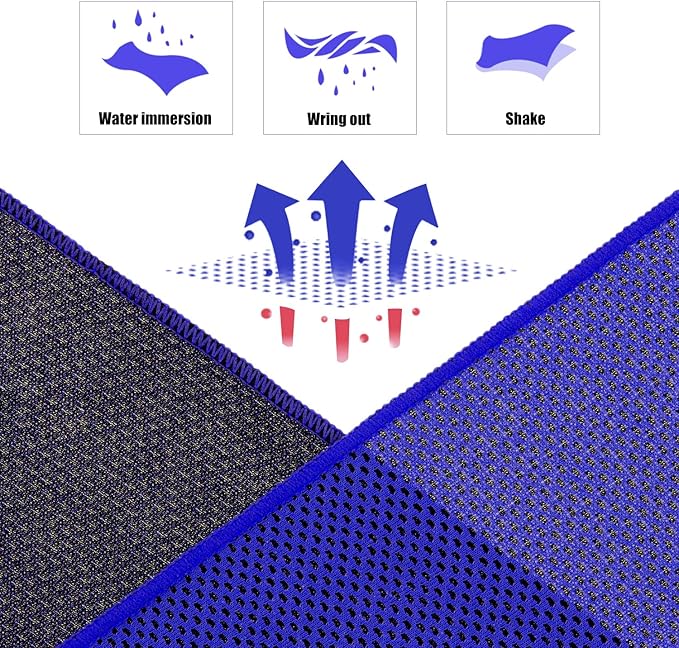 Biange Cooling Towel (Pack of 20, 40"x12") with Pouches for Sports, Workout, Fitness, Gym, Yoga, Golf, Pilates, Travel, Camping & More