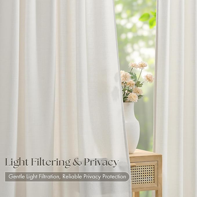 Natural Linen Pinch Pleated 86 Inch Long Curtains