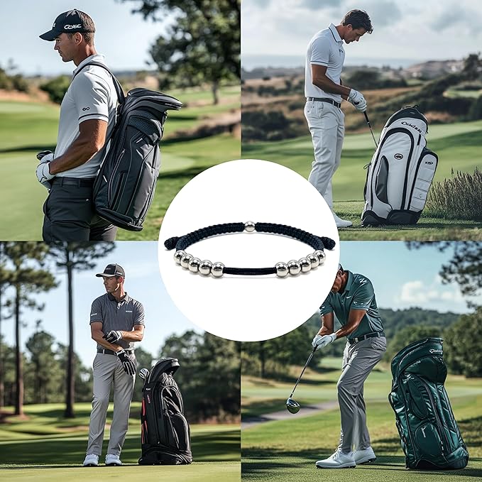 LAMIBEE Golf Stainless Steel 10 Beads Score Counter Bracelet, Golf Stroke Count Bracelet, Resizable and Easy to Adjust Golf Round Scoring Tracker, Durable and Stylish Golf Accessory