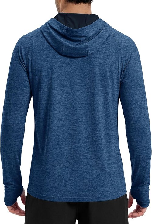 MAGCOMSEN Men's Sun Hoodie - Lightweight UPF 50+ Long Sleeve Fishing Shirt | Dry Fit Athletic Wear