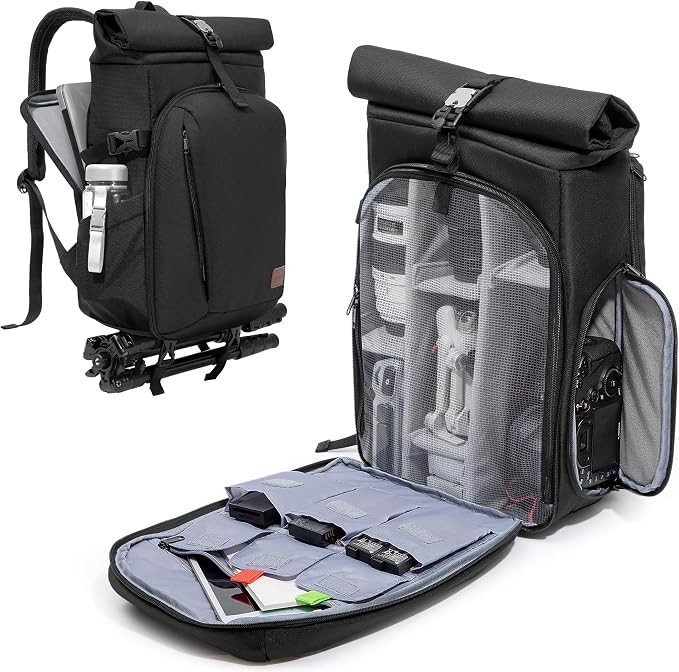 Smasrob Camera Backpack with Padded Laptop Sleeve and Tripod Holder, Camera Bags