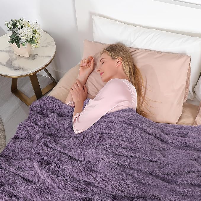 Tuddrom Decorative Extra Soft Fuzzy Faux Fur Throw Blanket 50" x 60", Solid