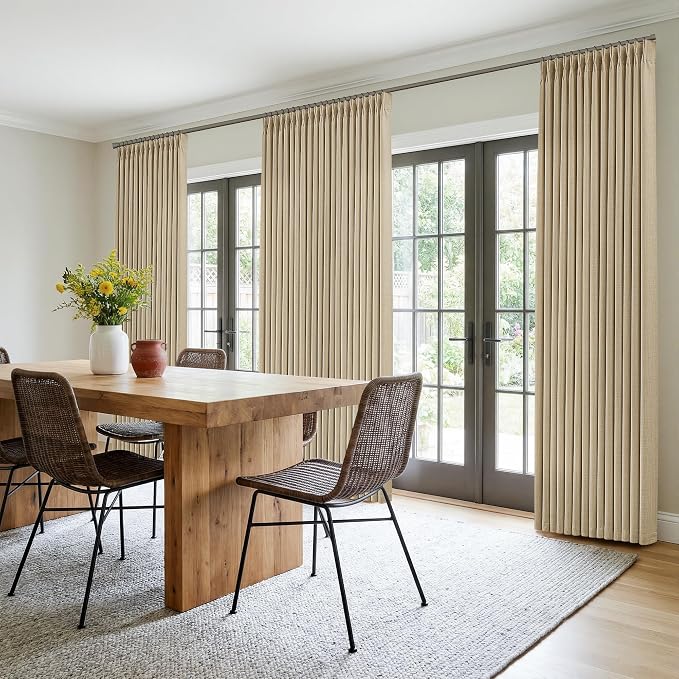 Extra Long 108 Inch Pinch Pleated Living Room Curtains 4 Panels Set, Oatmeal