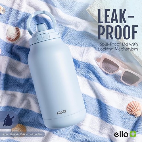 Ello Hydra 64oz Vacuum Insulated Stainless Steel Jug - Durable & Locking Design for Hydration