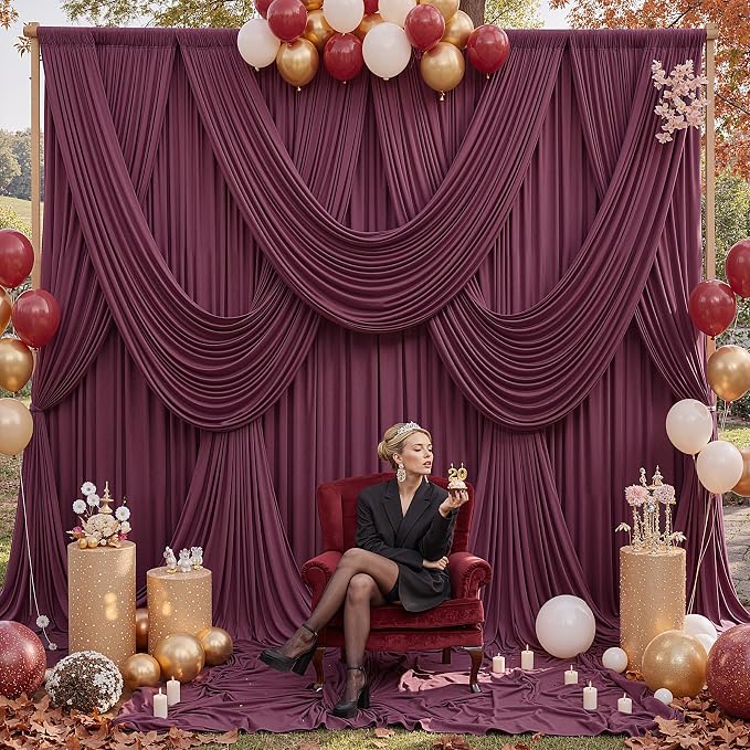 50ft x 12ft Burgundy Backdrop Curtains