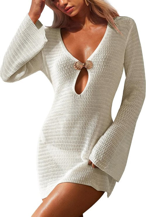 ANRABESS Women’s Beach Cover Up - Summer Crochet Knit Swimwear Dress | Hollow Out Mesh Design