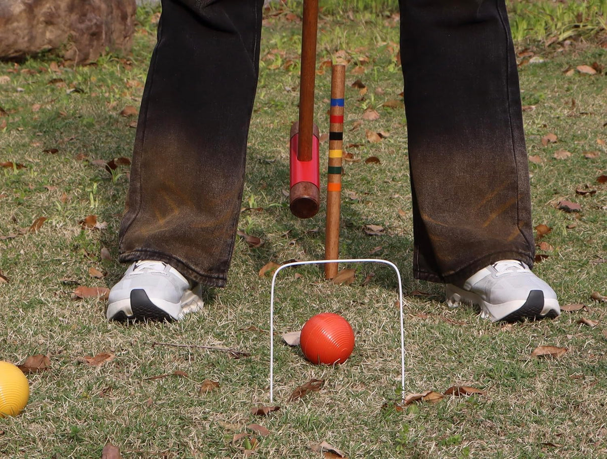 Sport Beats Croquet Set - Six Player Rubberwood Mallets, 32 Inch, Carry Case Included | Perfect for Outdoor Fun