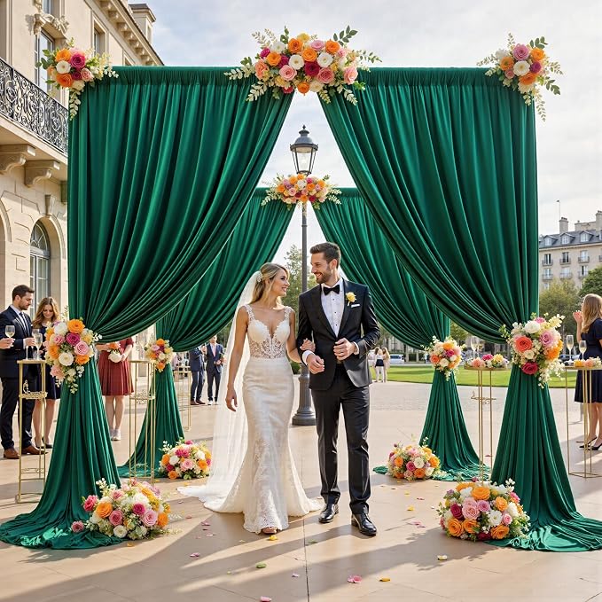 20ft x 12ft Wrinkle Free Hunter Green Backdrop Curtains