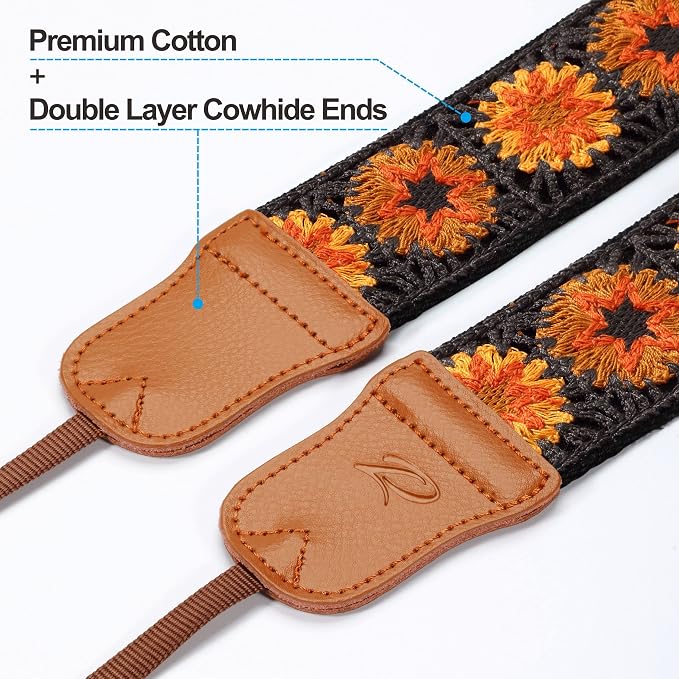 Padwa Lifestyle Hollow Crochet Orange Daisy Camera Strap