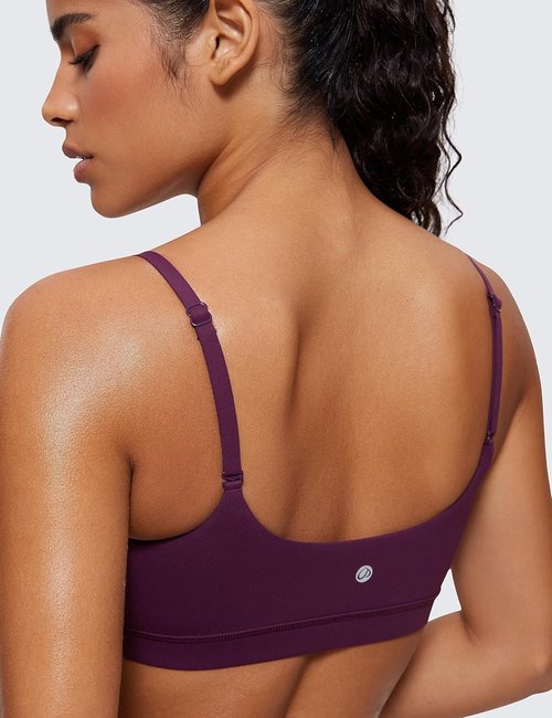 CRZ YOGA Sports Bras for Women - Butterluxe Adjustable Spaghetti Strap, Wireless Padded Crop Top