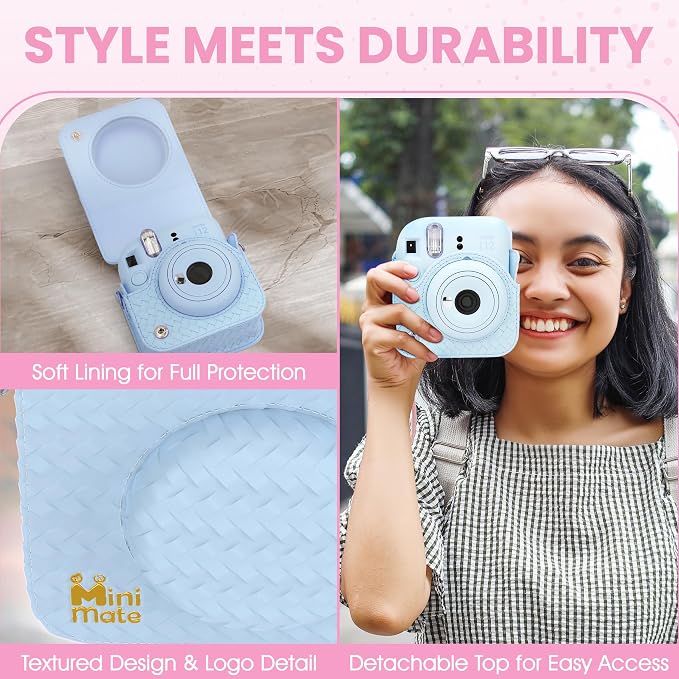 Fujifilm Instax Mini 12 Instant Camera Pastel Blue + Minimate Custom Designed